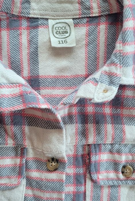 Kremowa bawełniana koszula dla dziewczynki w krate rozm. 116