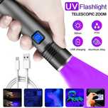 Recarregável led UV lanterna ultravioleta com zoom