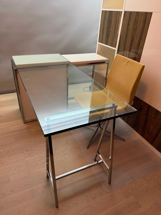 Glass Desk 150cm with (or without) support module and stainless steel legs64585181916290122
