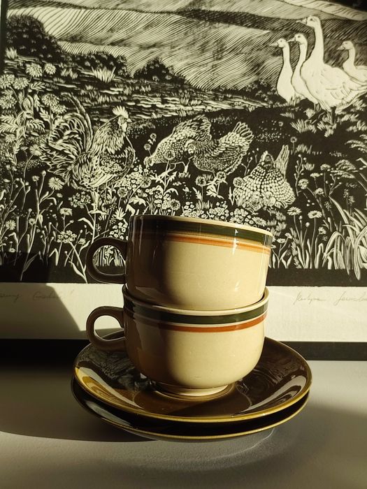 Dwie filiżanki porcelana Colditz GDR PRL