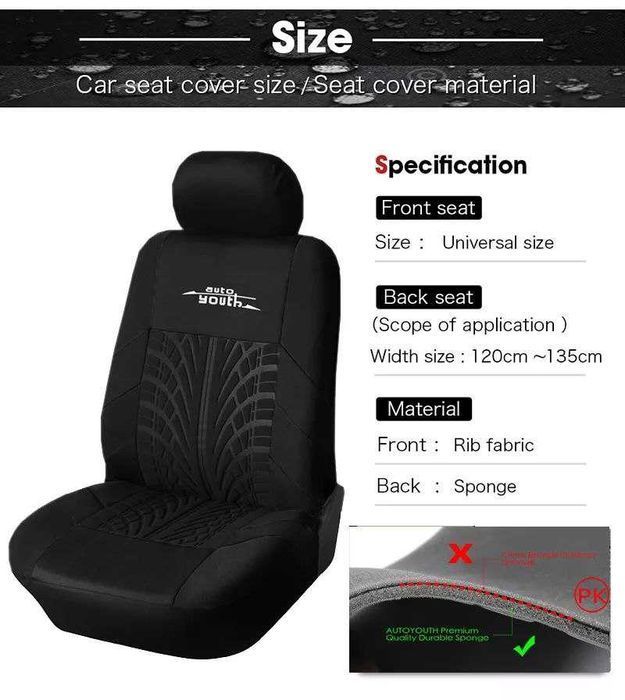 Універсальні Чохли на сидіння в авто чорного кольору