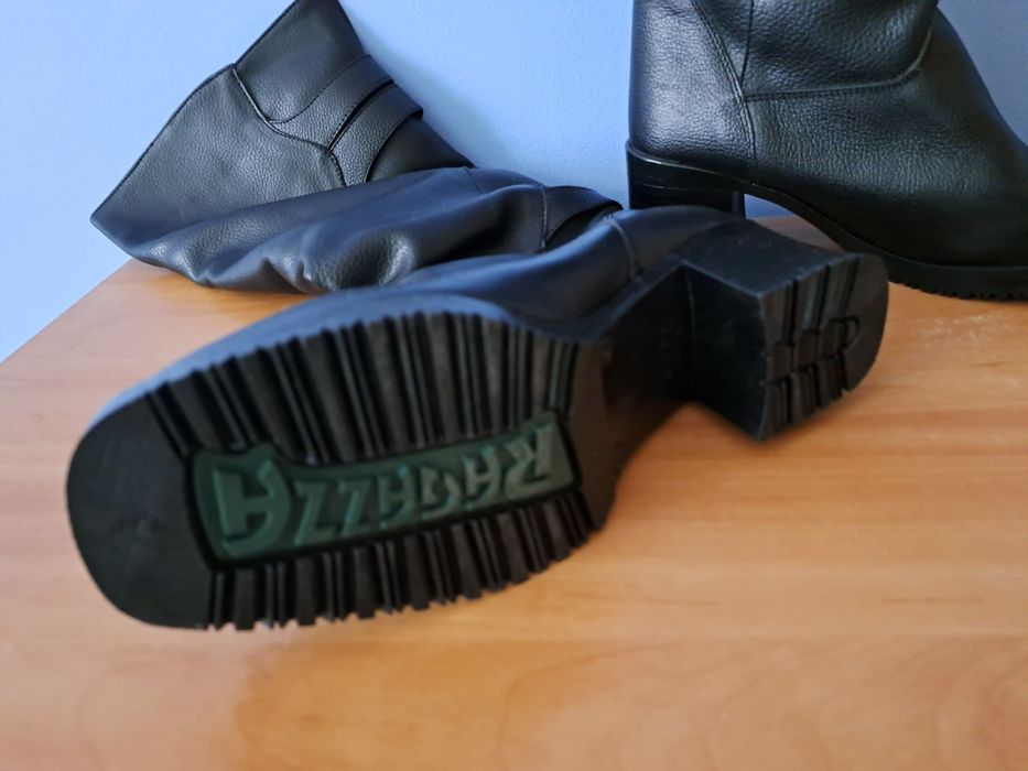 Nowe ocieplane czarne kozaki 37 na obcasie ragazza skóra naturalna?