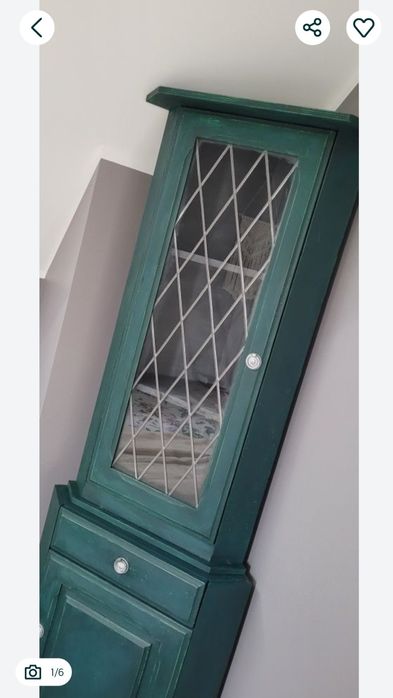 Komoda, witryna z szybą starodawna, retro odnowiona