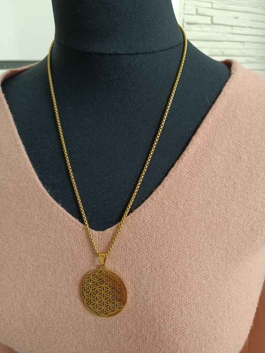 Naszyjnik, wisiorek, kwiat życia złoty