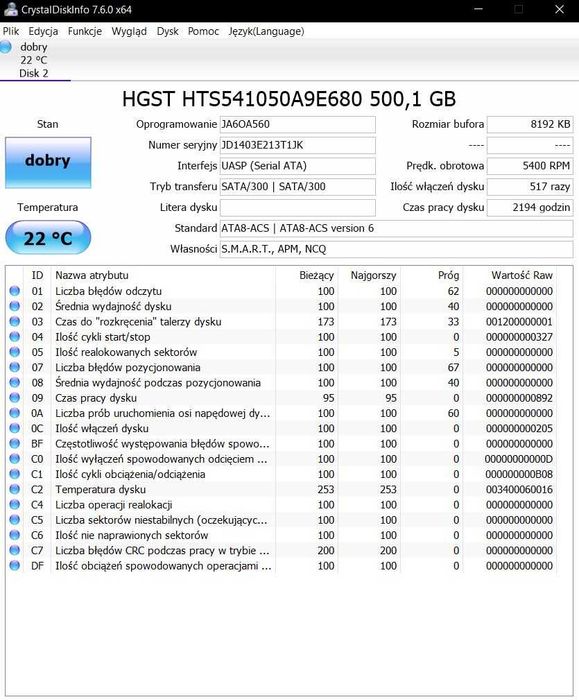 HGST HDD 500GB JAPAN !!! z Panasonica CF-D1 MK2