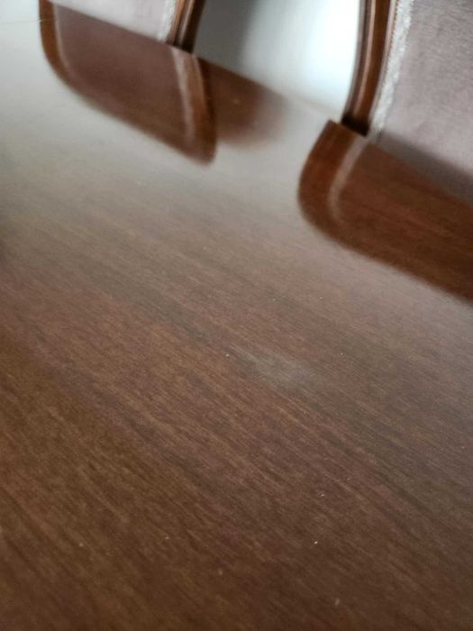 Drewniany masywny stół z rozsuwanym blatem + 6 krzeseł