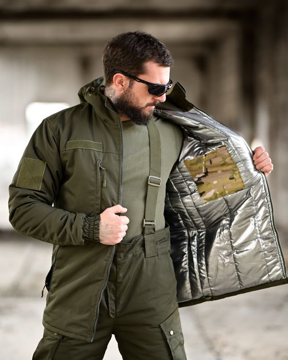 Зимний костюм олива, зимняя одежда, костюм олива мужской
