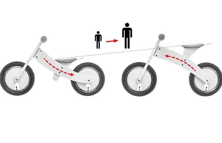 Bicicleta de madeira sem pedais