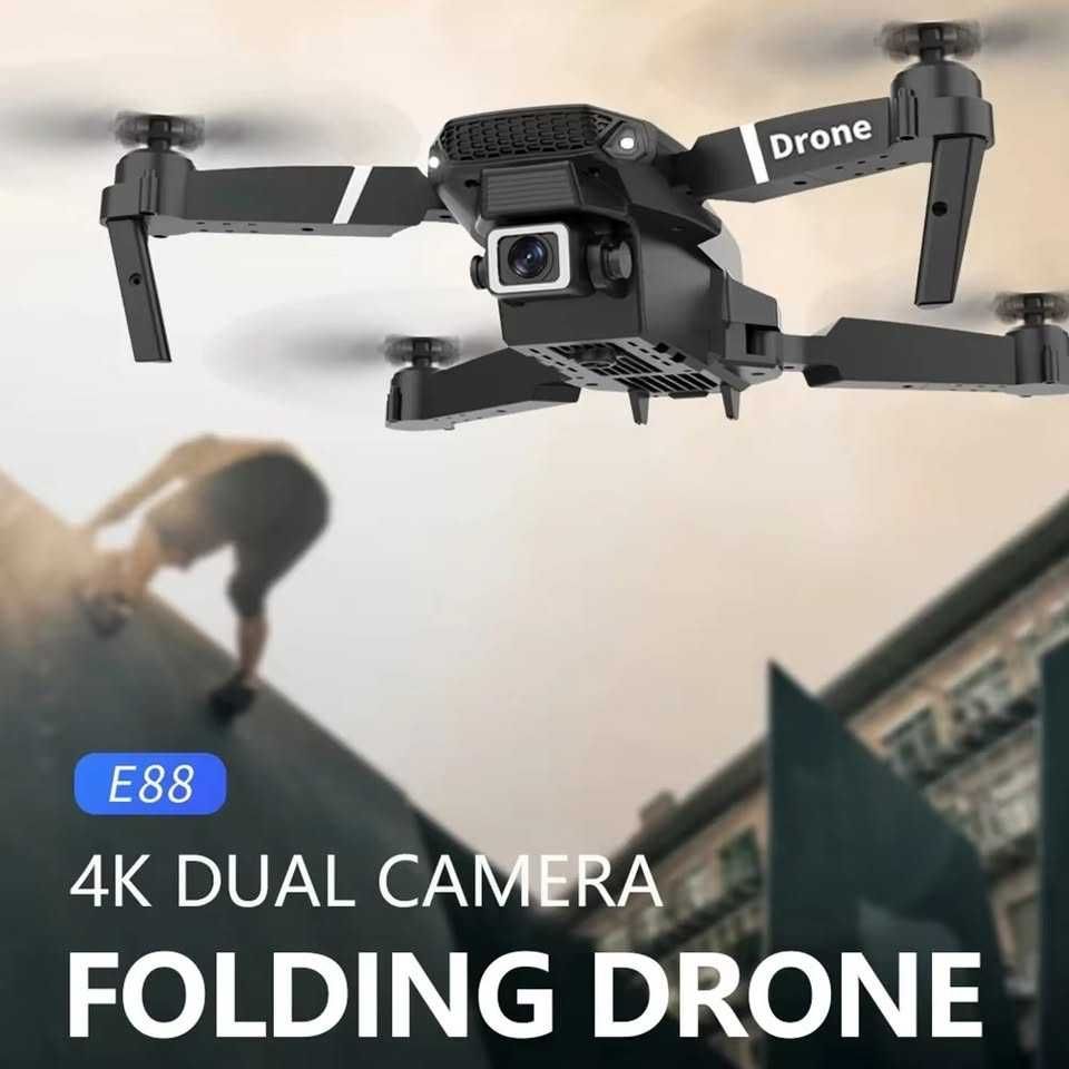 Drone e88 4k Dual Câmara, com 3 baterias,6 paz de hélices,etc.