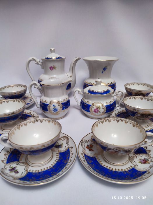 Кофейный сервиз мануфактуры Oscar Schlegelmilch, ЛФЗ "Лесная фиалка"