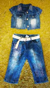 Новый турецкий джинсовый костюм на худенькую девочку 5 лет