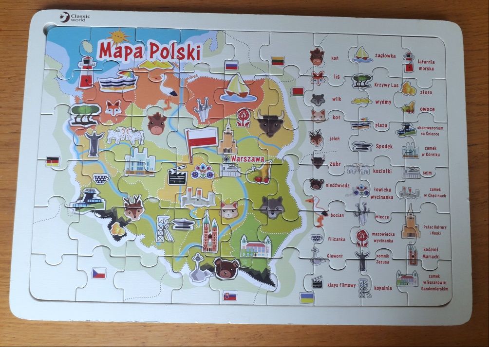 Drewniane puzzle Mapa polski Classic word