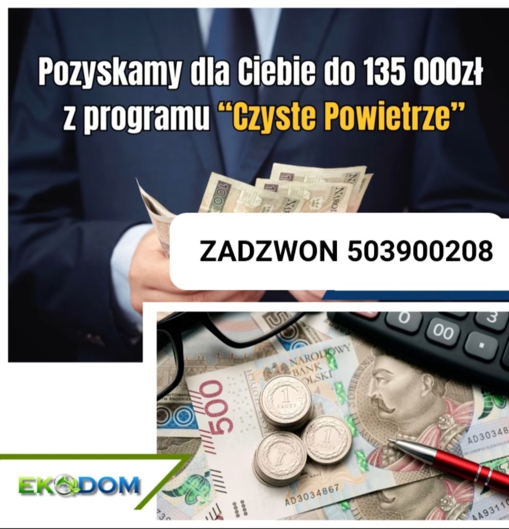 Czyste powietrze pomagamy w uzyskaniu dotacji Elewacja okna Piec reali