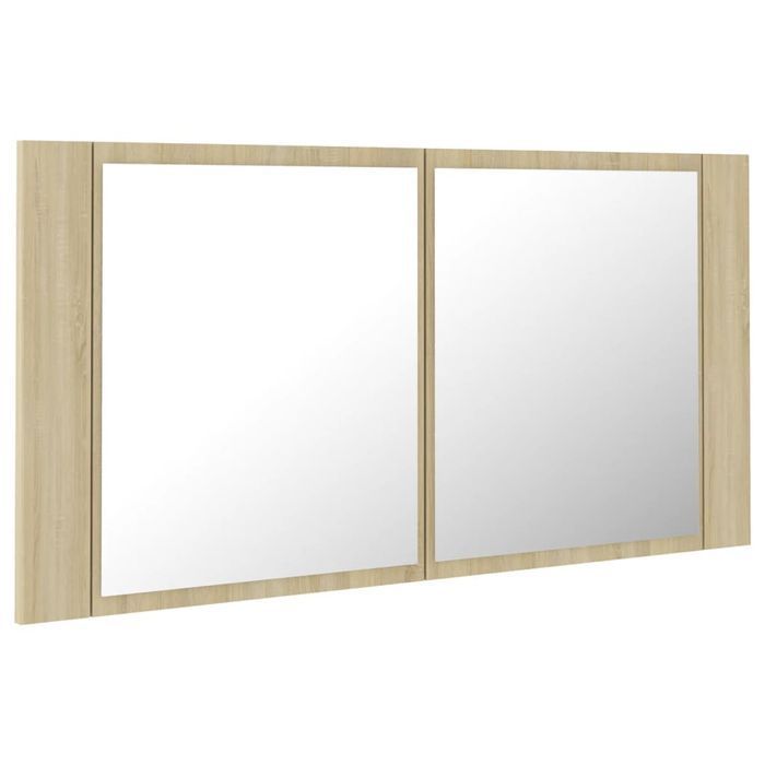 Vidaxl Szafka Łazienkowa Z Lustrem I Led, Dąb Sonoma, 90X12X45 Cm