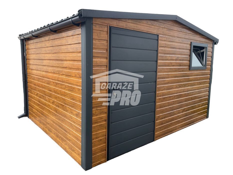 Domek Ogrodowy 3x3 Drzwi Okno rynny Blachodachówka  Antracyt GP233