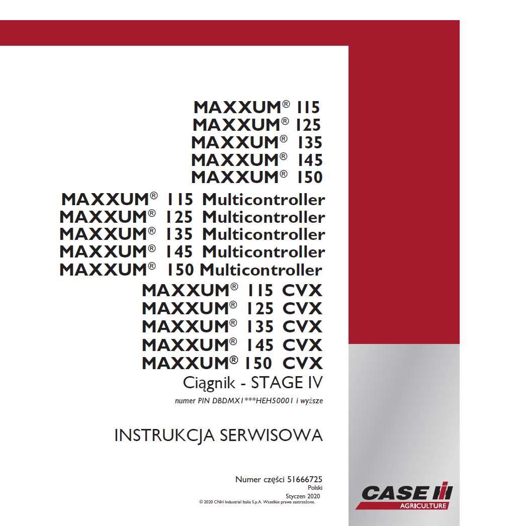 CASE MAXXUM 115,125,135,145,150 cvx, multicontroller INSTRUKCJA NAPRAW