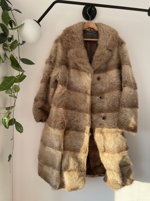 Futro z nutrii, damskie okrycie wierzchnie, naturalne futro, vintage