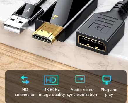 HDMI para DP (DisplayPort) Converter 4K60Hz HD (novo)