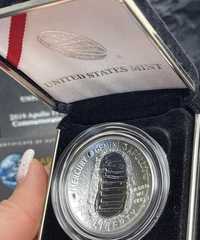 Серебряная монета " Apollo 11 50-летний юбилей"2019,USA,1 dollar