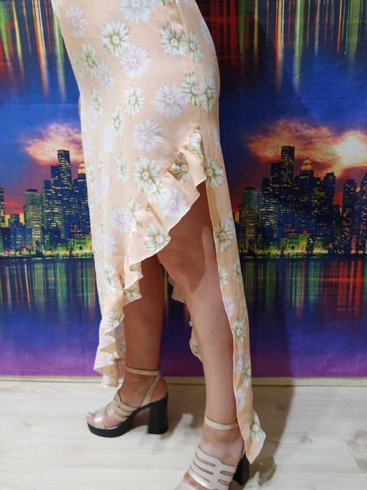 Сарафан ассиметричного кроя платье в стиле бохо этно с цветами