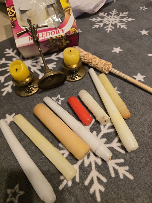 Zestaw kolędowy świece krzyżyk dewocjonalia