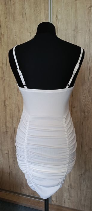 Sukienka prążek nowa lato unikes biała mini S/M