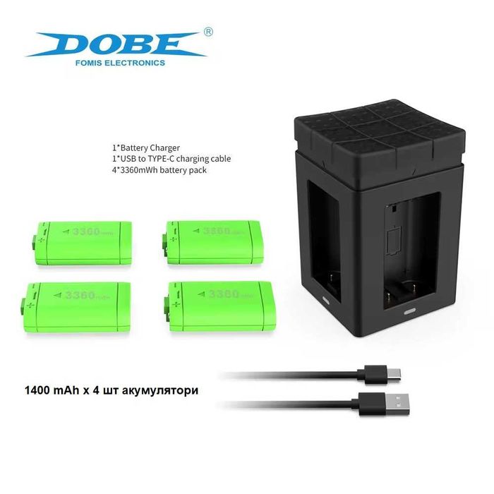 Акумулятори 4шт для Xbox Series X S/One/S Зарядний пристрій батарея