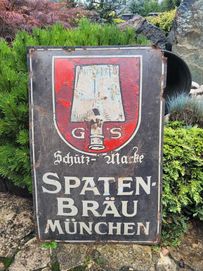 szyld reklama tablica Spaten Brau Munchen Reger Seife