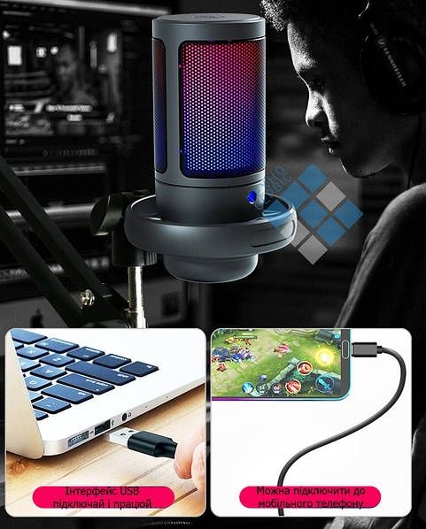 Микрофон для ПК,конденсаторный,RGB,ME6S,PS4/PS5/Mac,USB type-C