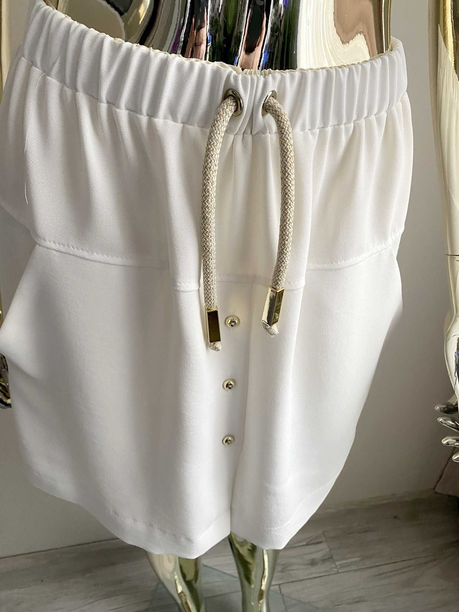 Sempre j nowa biała spódnica z kieszeniami ala 3D troczki S-M