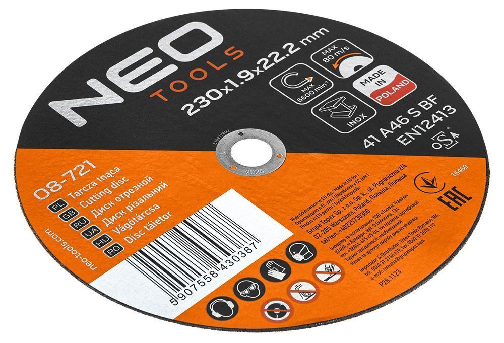 Tarcze Tnące Do Metalu/Inox 230 X 1.9 X 22,2Mm, 41 A46-S-Bf, 25 Szt.