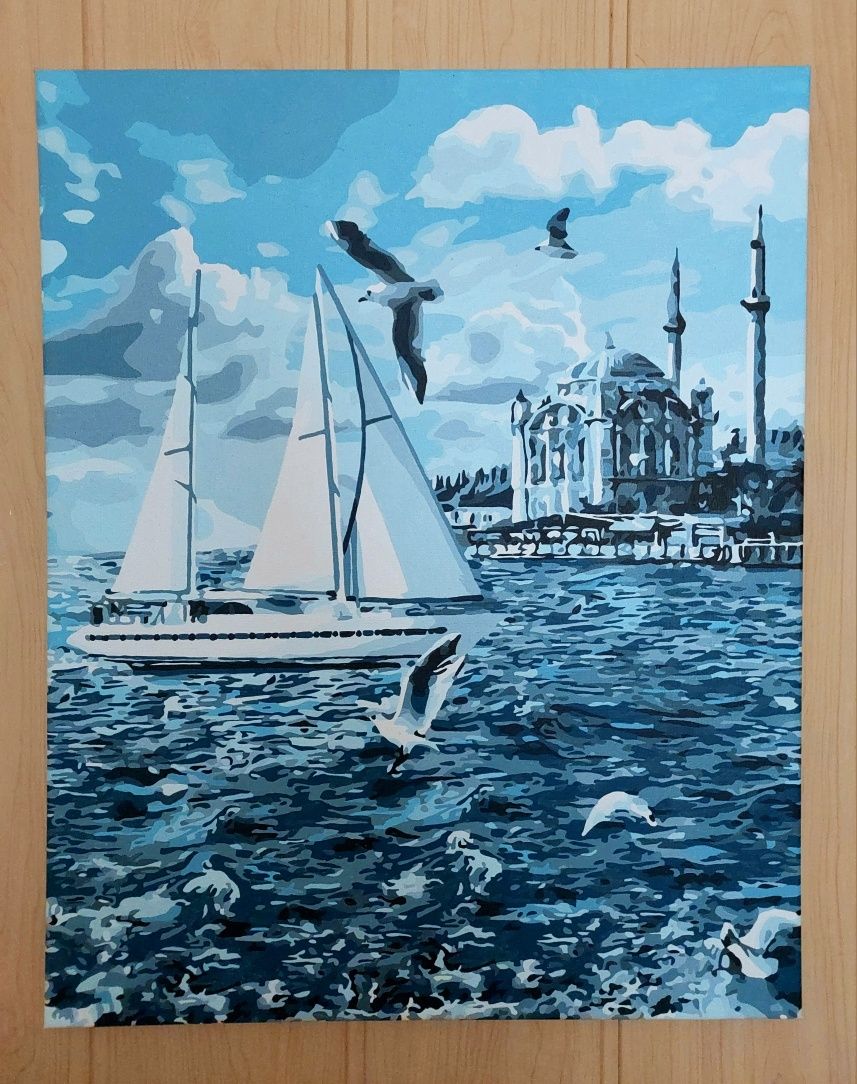 Картина на холсте акрилом 40х50 (море, парусник)