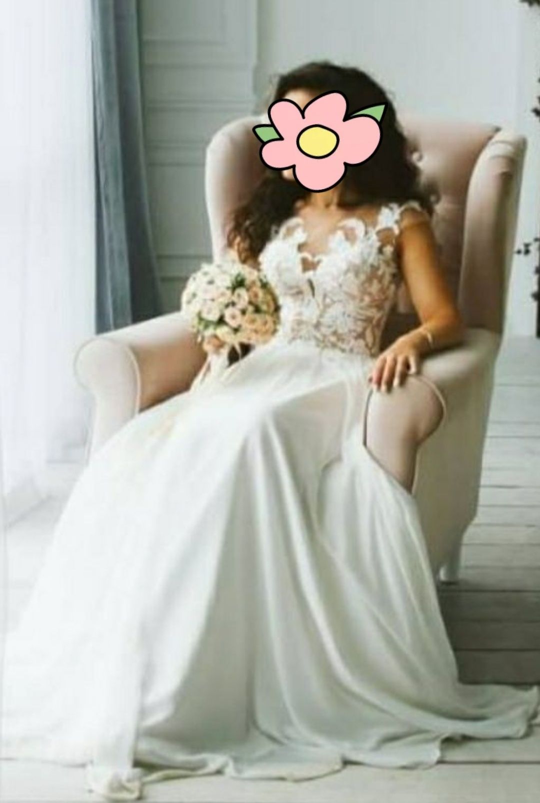 Весільна сукня на корсеті зі шифоновою спідницею,,Anabel"+туфлі