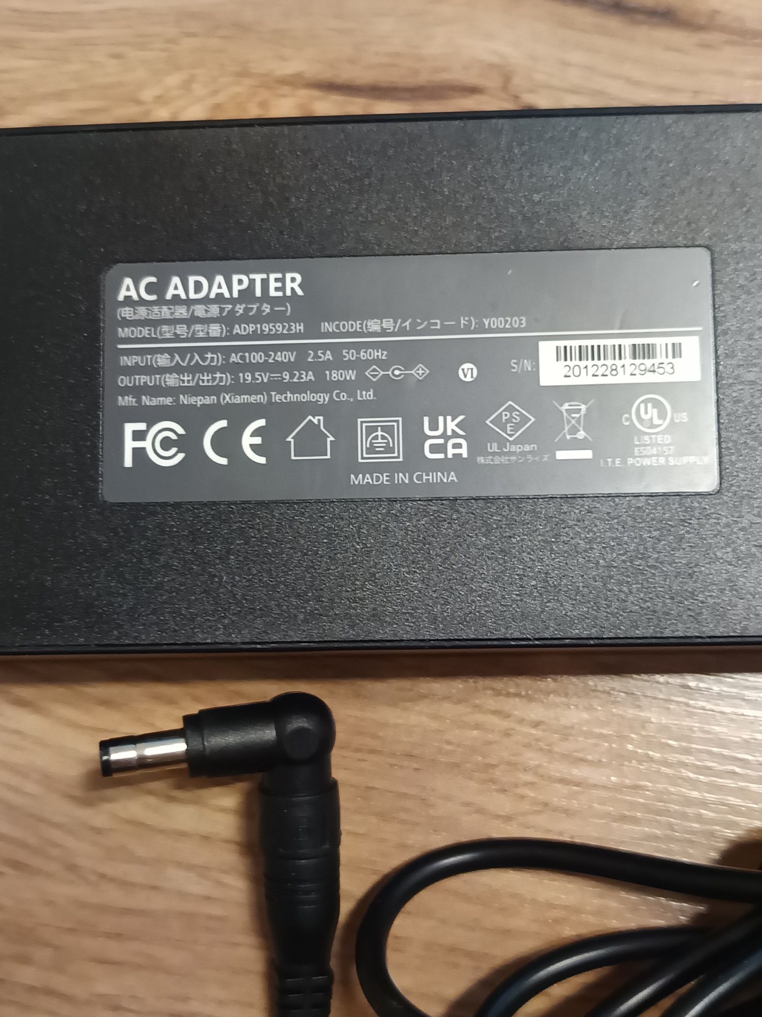 Zasilac Ładowarka 180 W do MSI GF62 GF62VR GF72VR GL62MVR GL62VR GT60