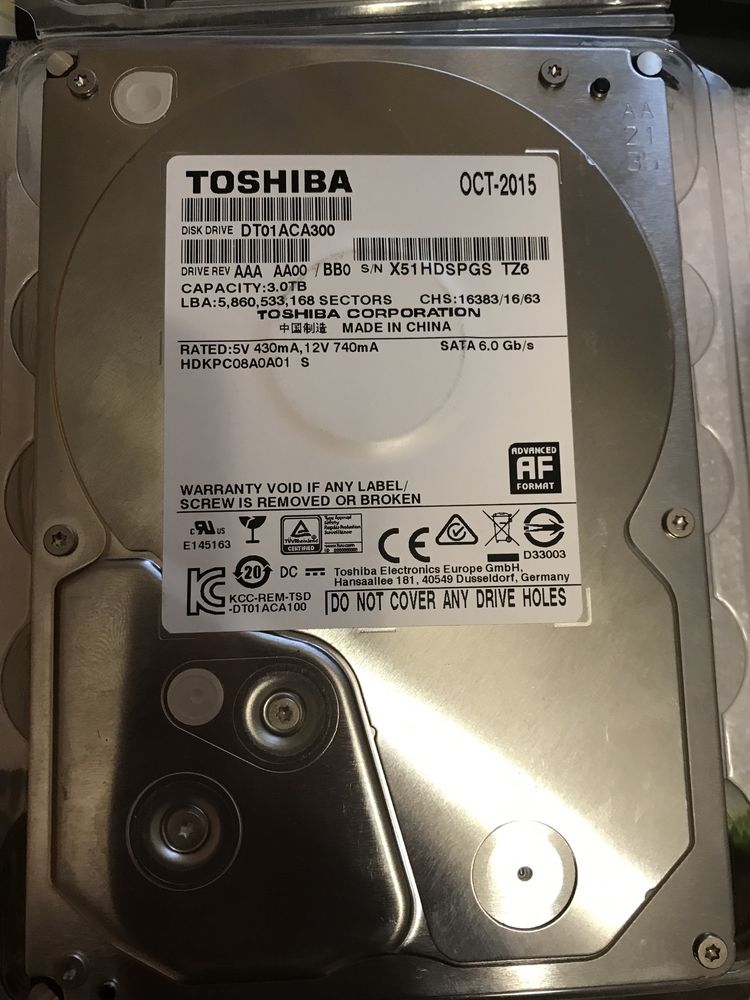 HDD жорсткий диск  3Tb/Тб, вінчестер Toshiba DT01ACA300