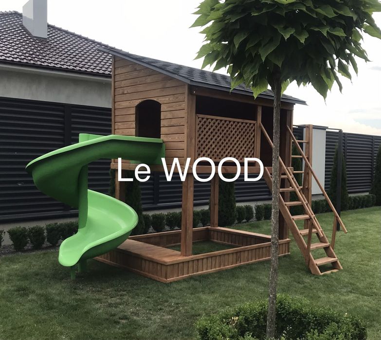 Майданчик дитячий. Комплекс. Будинок. Бесідка. Гірка. Гойдалка. Стіл.