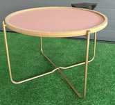 Mesa apoio/centro metal tampo rosa