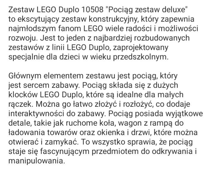 Lego Duplo pociąg elektryczne Deluxe model 10508 plus GRATIS!!!