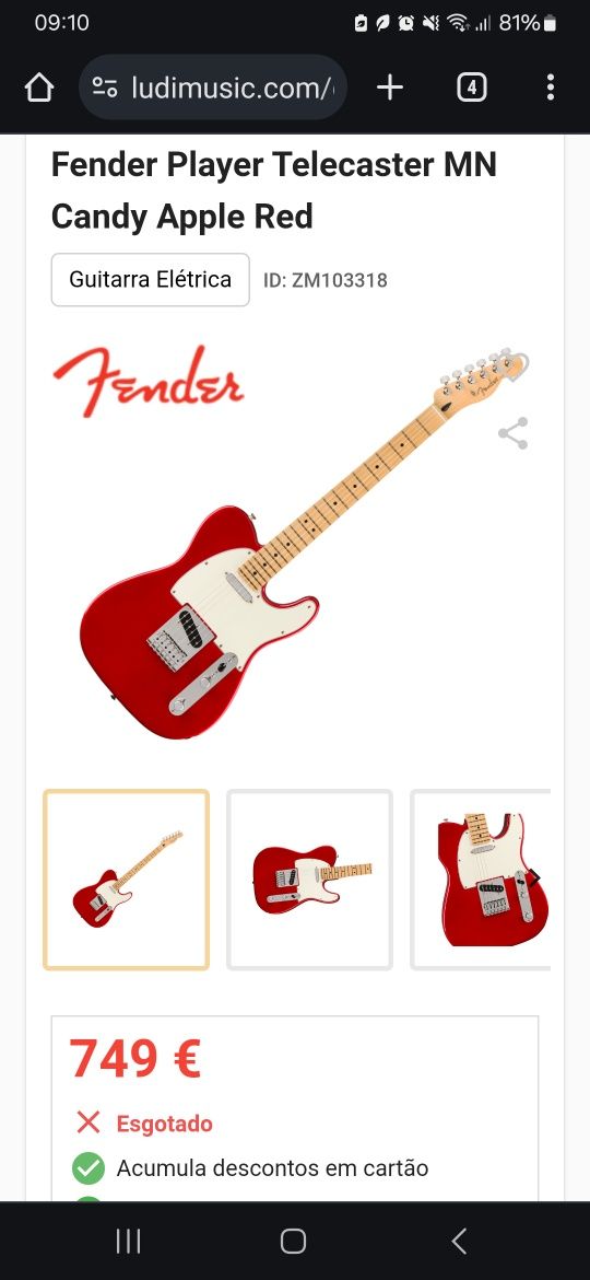 Fender telecaster red apple candy