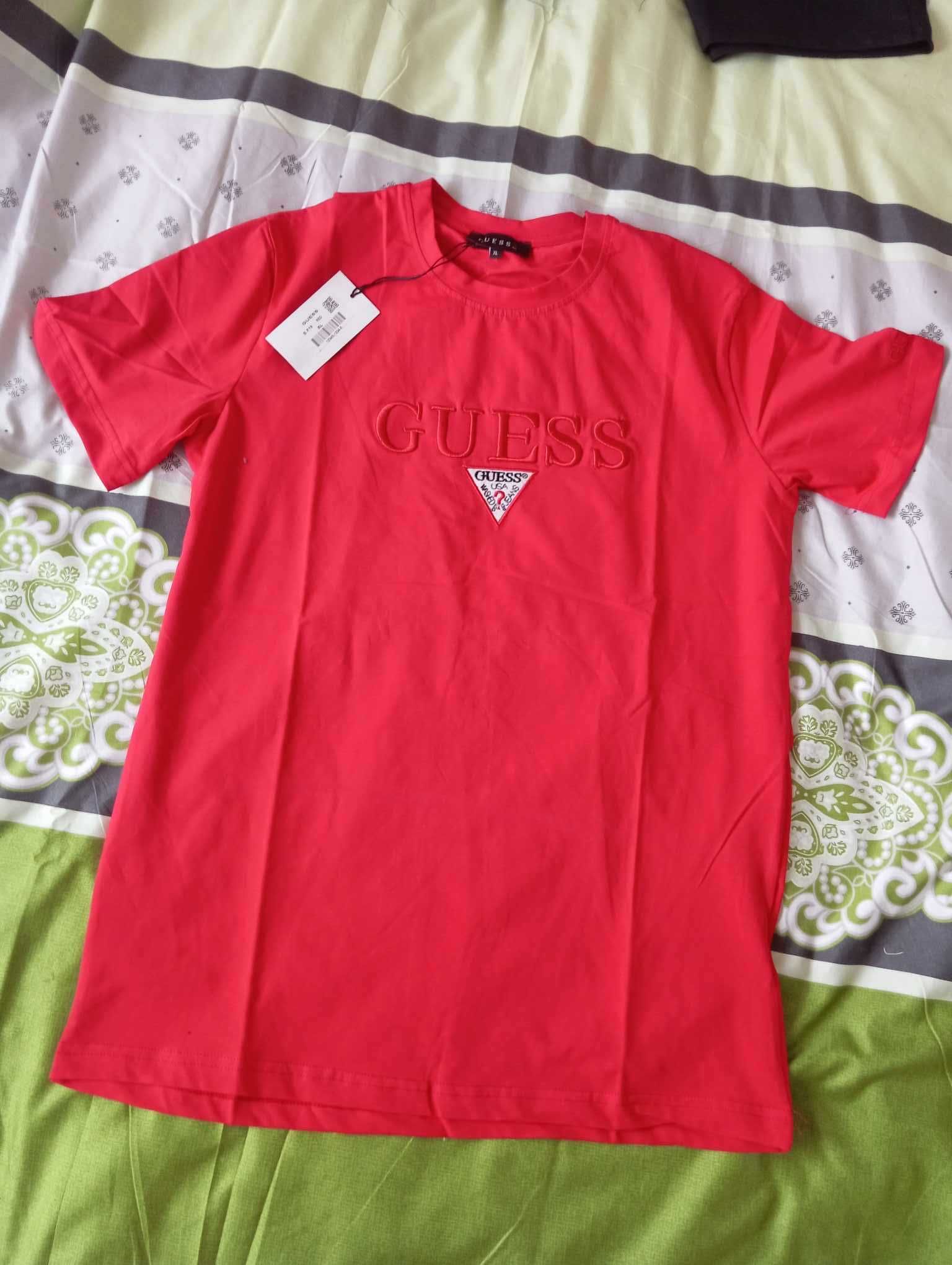 Koszulka Guess, klasyczny t-shirt, czerwona rozmiar XL