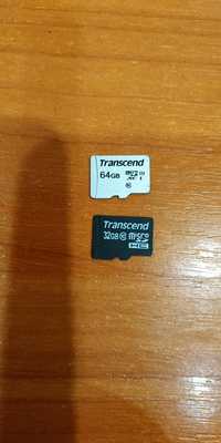 Карта пам'яті microSD Transcend 32 GB  , 64 GB.