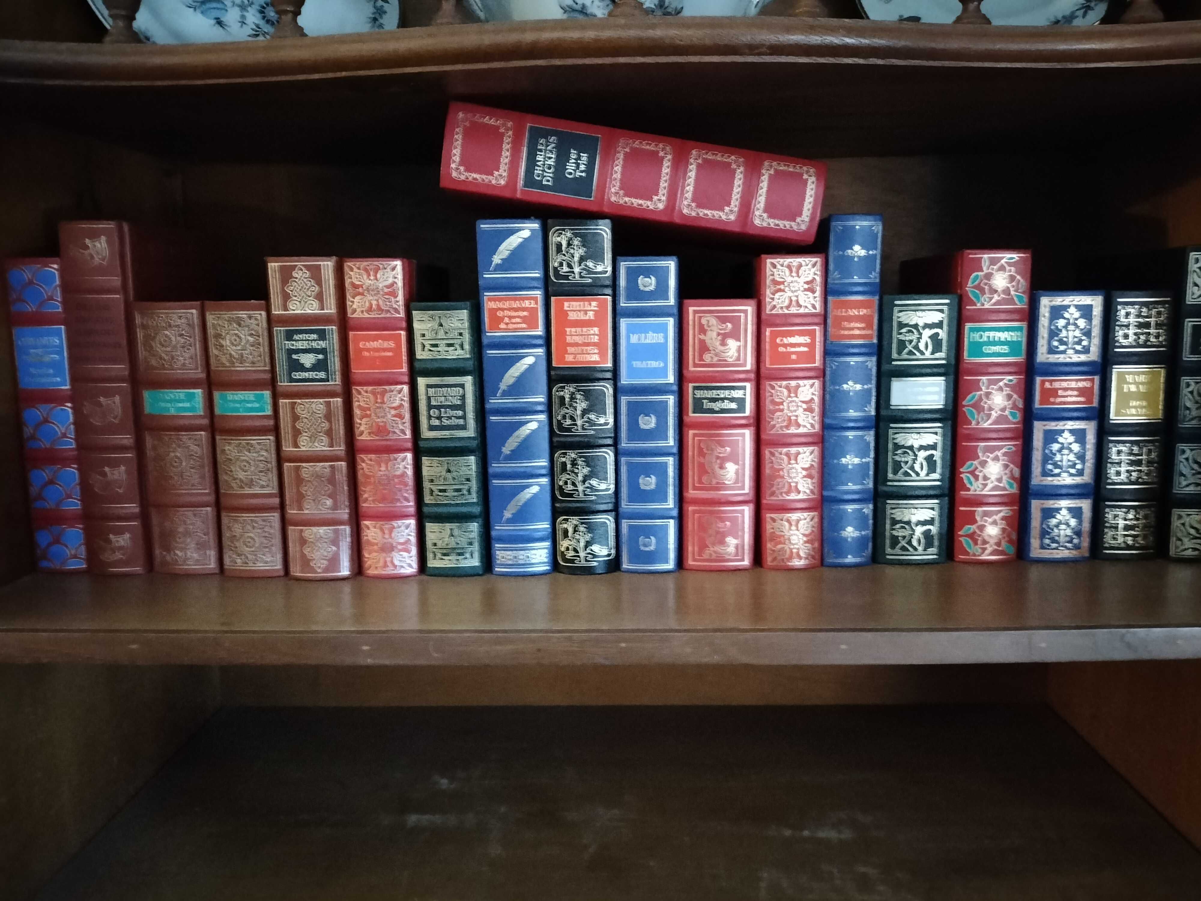 Conjunto de livros com algumas das obras primas da literatura.