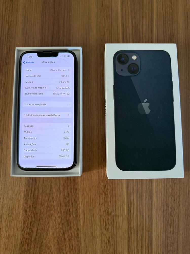Iphone 13 256gb azul noite (APENAS PELICULA DANIFICADA!)