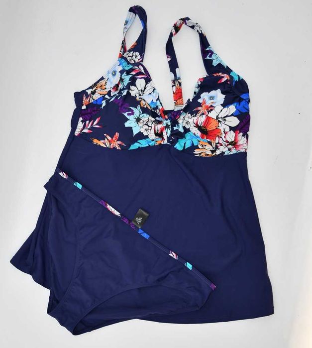 Dwuczęściowy kostium kąpielowy z tankini Bonprix 48 plus size
