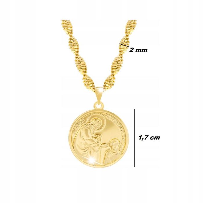 Piękny Złoty Damski Łańcuszek + Zawieszka Medalik 18k + Dedykacja Dla