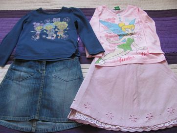 Zestaw ubranek dla dziewczynki 5-6 lat 2 spódniczki 4 bluzeczki