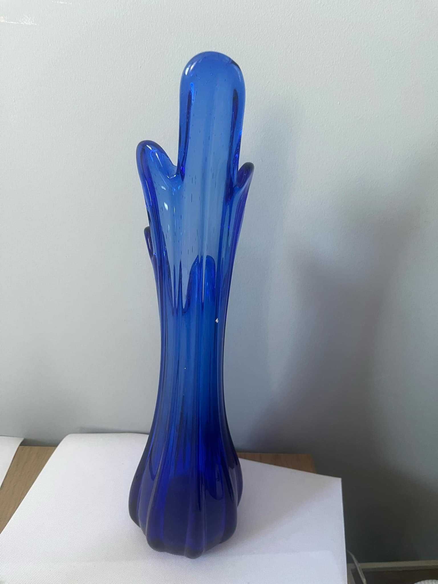Piękny szklany wazon kobalt błękit 39 cm