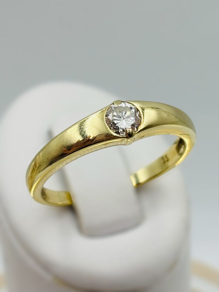 Pierścionek Złoty z Brylantem 585/14k 0.32ct roz20 Certyfikat