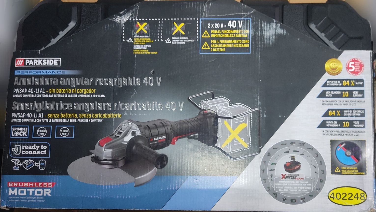 Rebarbadora angular Parkside 40v (nova + garantia)