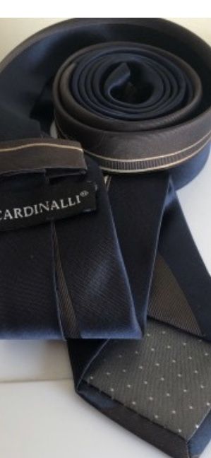 Krawat męski Cardinalli Hand Made granatowy w paski